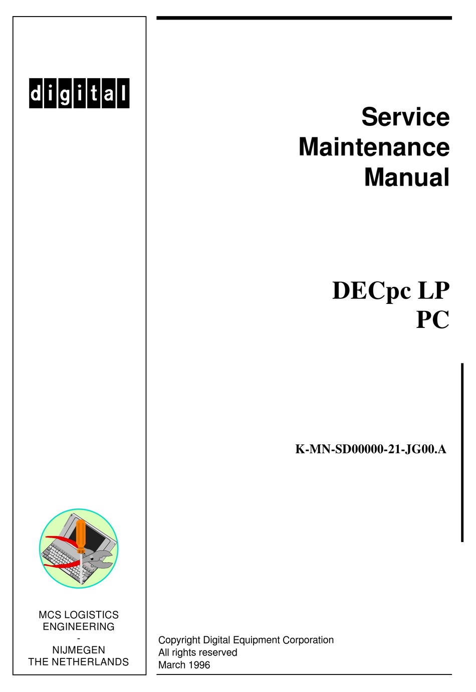 DIGITAL EQUIPMENT DECPC LP SERVICE MAINTENANCE MANUAL Pdf Download ...
