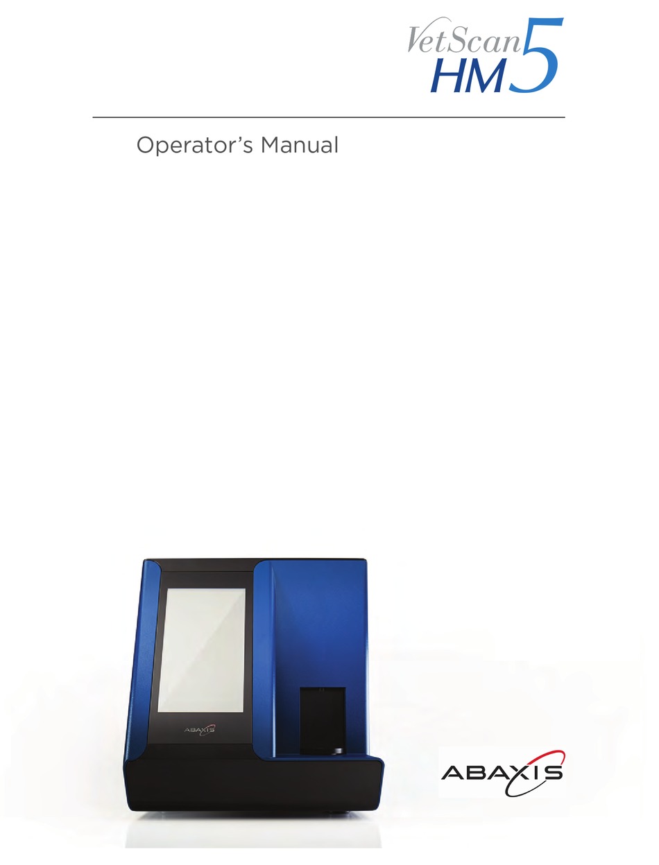 ABAXIS VETSCAN HM5 OPERATOR'S MANUAL Pdf Download | ManualsLib
