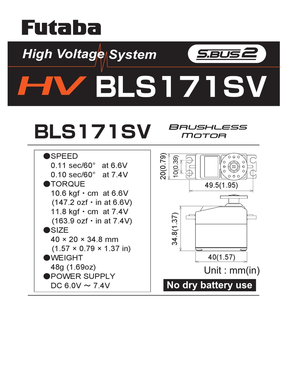 FUTABA BLS171SV MANUAL Pdf Download ManualsLib