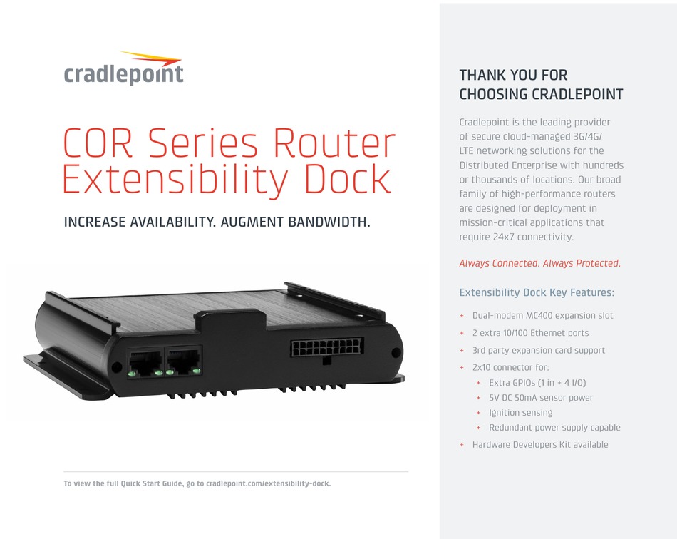 CRADLEPOINT COR SERIES INSTALLATION INSTRUCTIONS Pdf Download ManualsLib