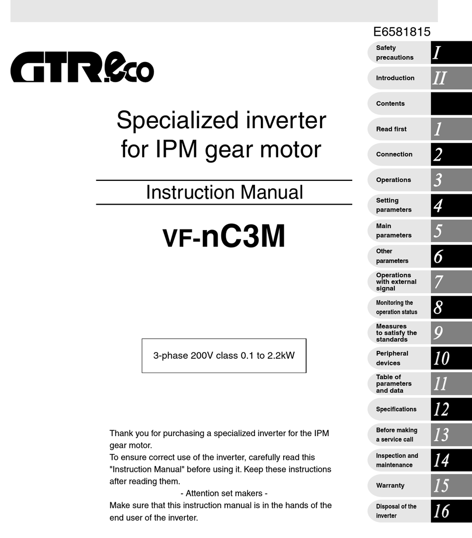 NISSEI VF-NC3M INSTRUCTION MANUAL Pdf Download | ManualsLib