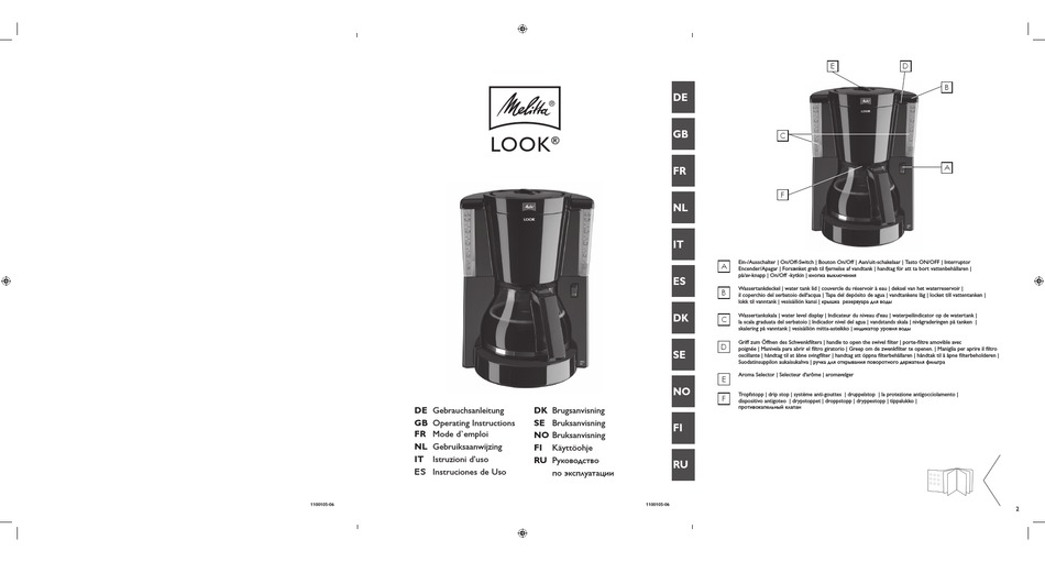 MELITTA LOOK OPERATING INSTRUCTIONS MANUAL Pdf Download ManualsLib