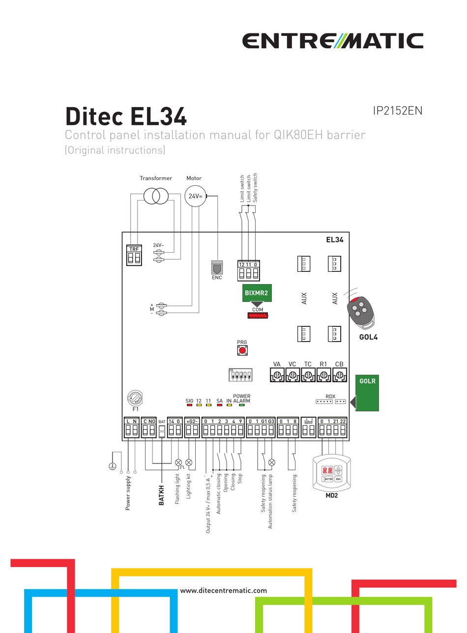 ENTREMATIC DITEC EL34 INSTALLATION MANUAL Pdf Download ManualsLib
