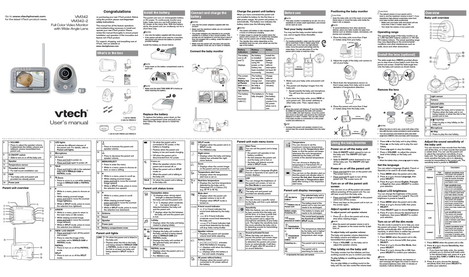 Vtech Vm342 User Manual Pdf Download Manualslib