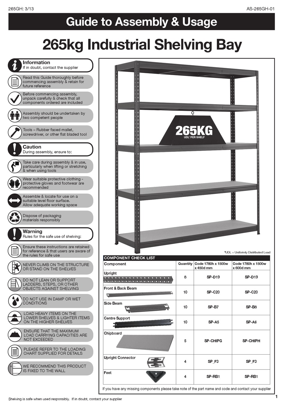 SPEEDY SHELVING VMD265156 MANUAL TO ASSEMBLY & USAGE Pdf Download
