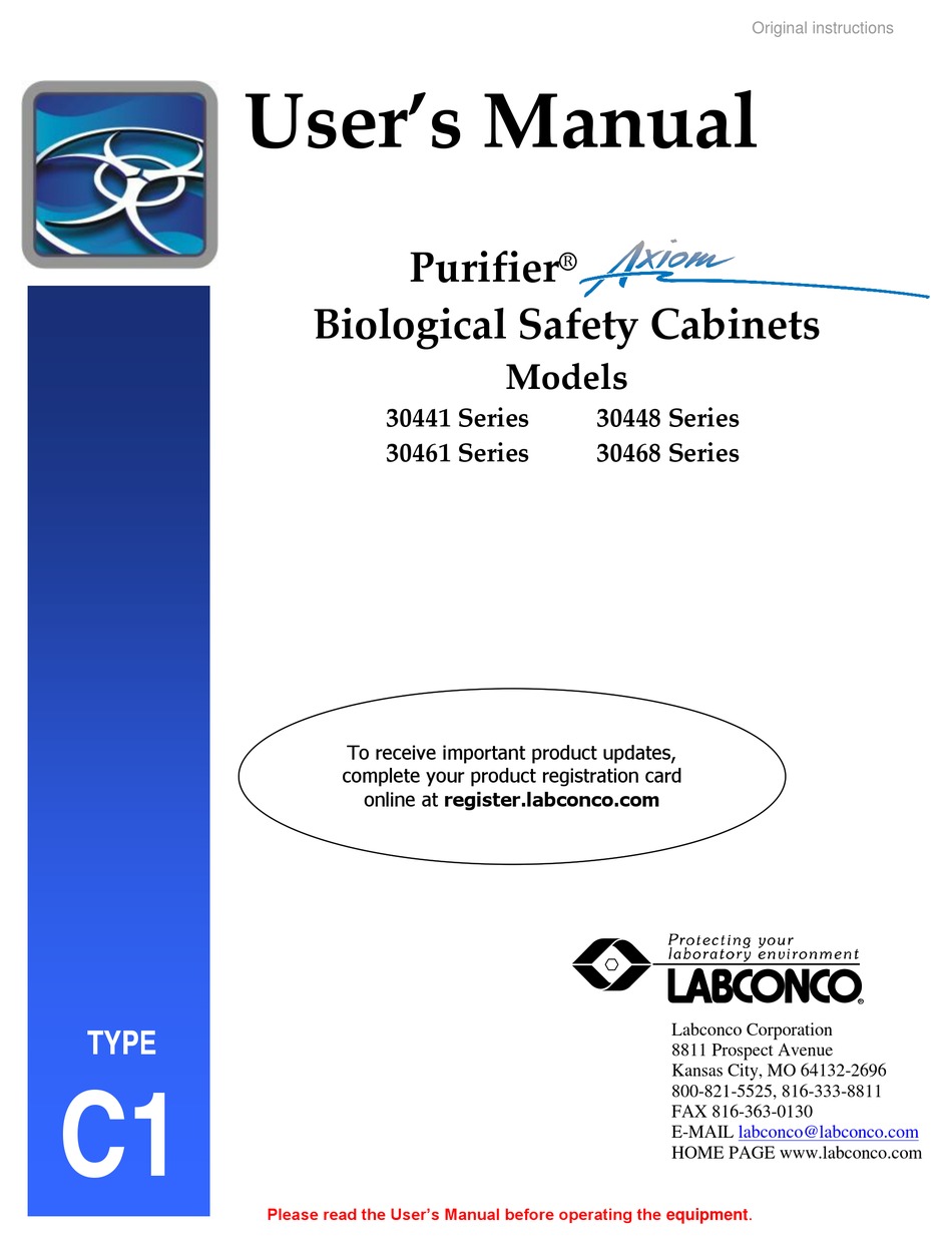 LABCONCO PURIFIER AXIOM 30441 SERIES USER MANUAL Pdf Download ManualsLib