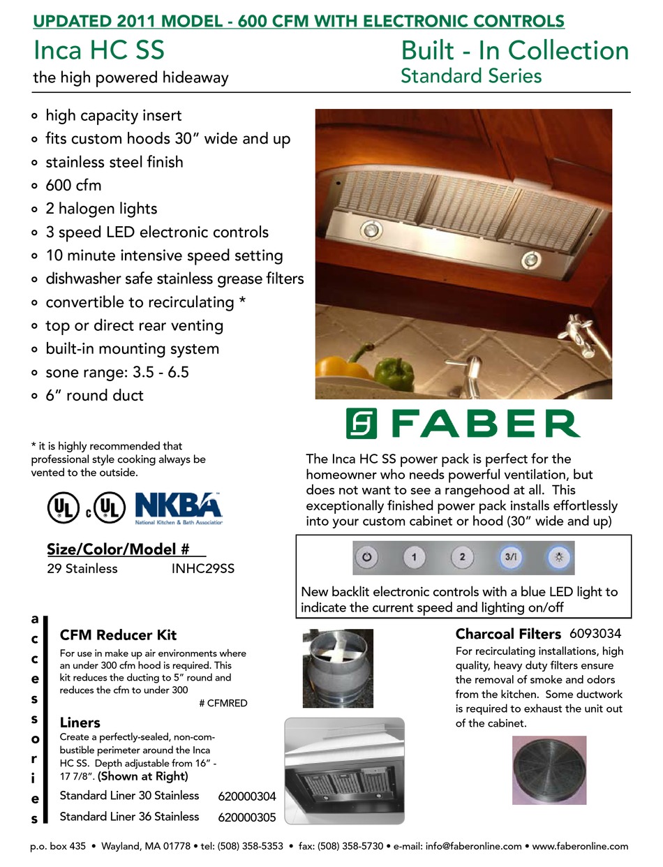 FABER INHC29SS MANUAL Pdf Download ManualsLib