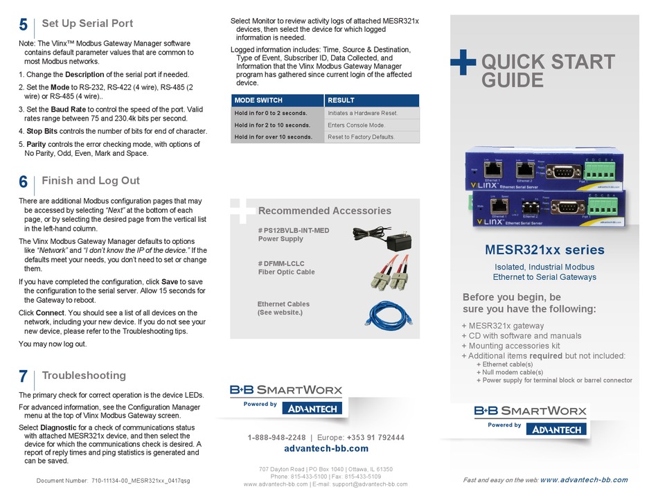 B+B SMARTWORX MESR321 SERIES QUICK START MANUAL Pdf Download | ManualsLib