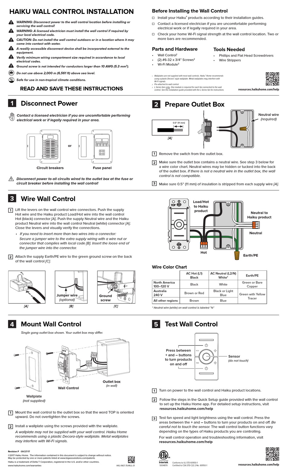 HAIKU L WIRED WALL CONTROL INSTALLATION MANUAL Pdf Download ManualsLib