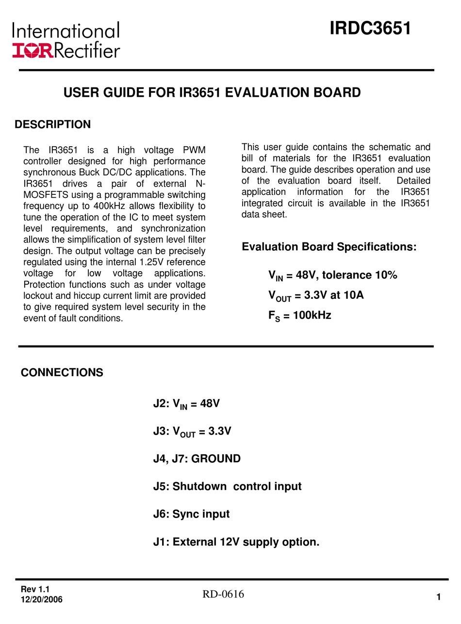 INTERNATIONAL RECTIFIER IR3651 USER MANUAL Pdf Download ManualsLib