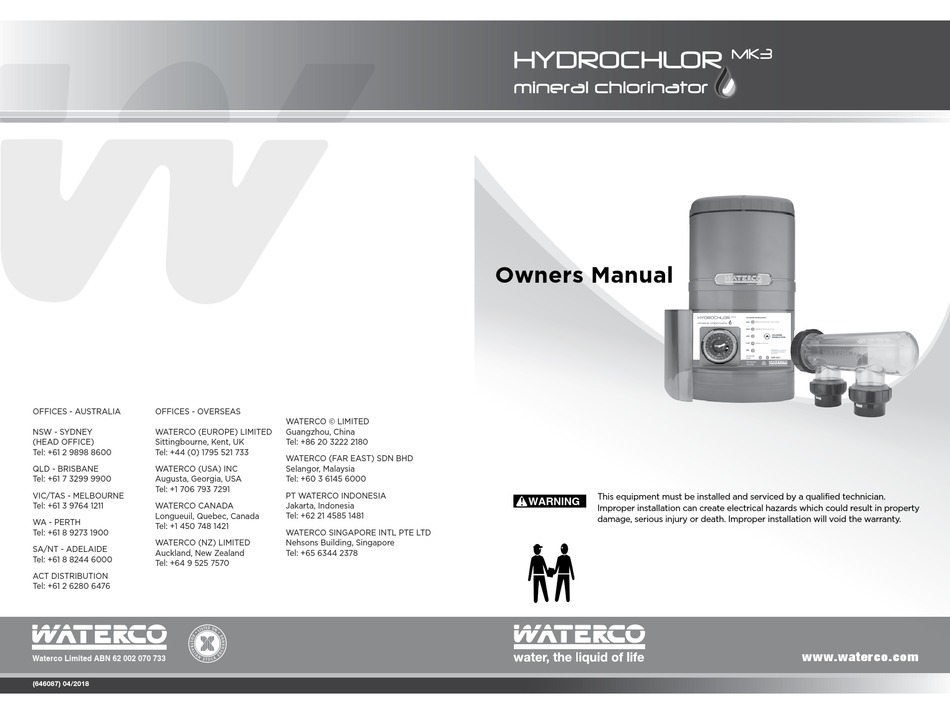 WATERCO HYDROCHLOR MK3 OWNER