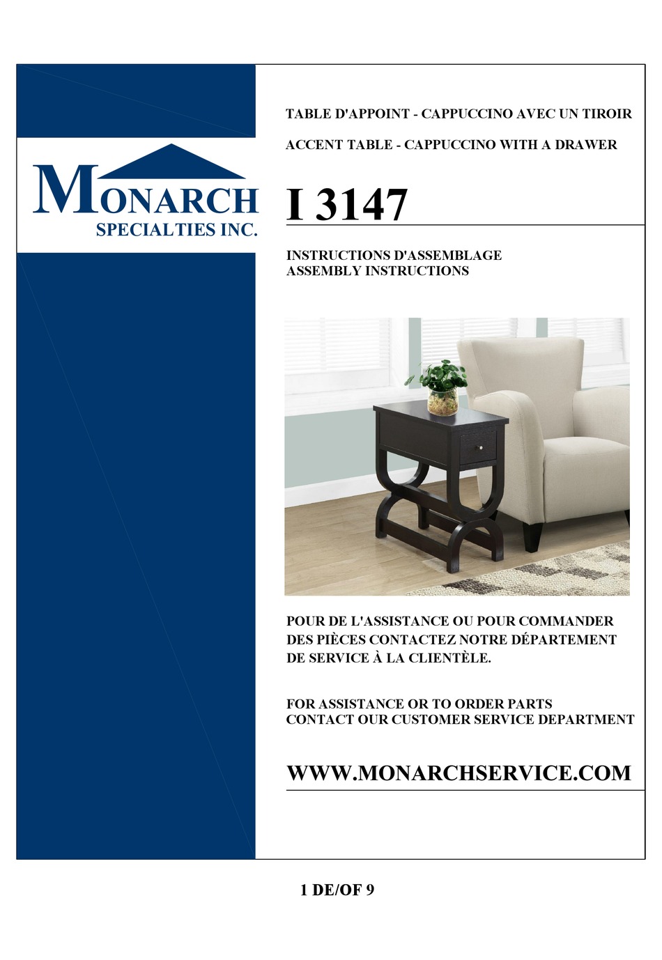 MONARCH I 3147 ASSEMBLY & INSTRUCTION MANUAL Pdf Download ManualsLib