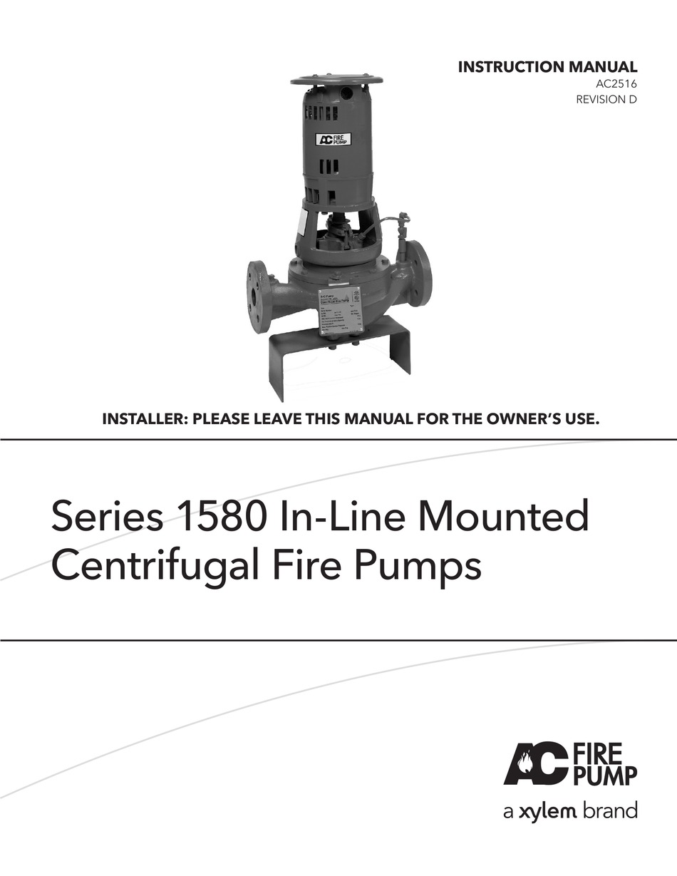 AC FIRE PUMP 1580 SERIES INSTRUCTION MANUAL Pdf Download ManualsLib