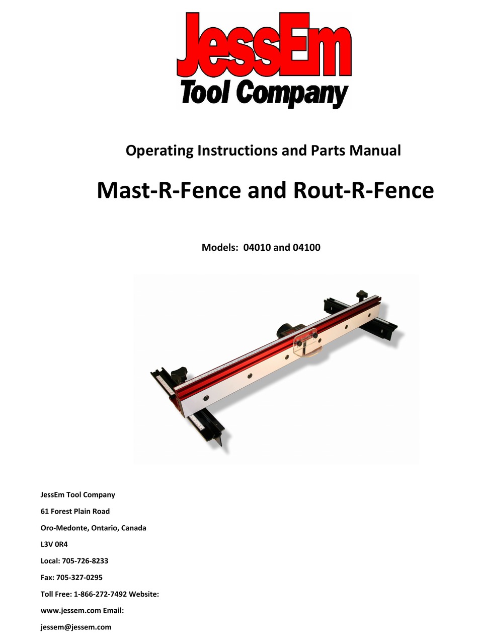 JESSEM TOOL MASTRFENCE OPERATING INSTRUCTIONS AND PARTS MANUAL Pdf Download ManualsLib