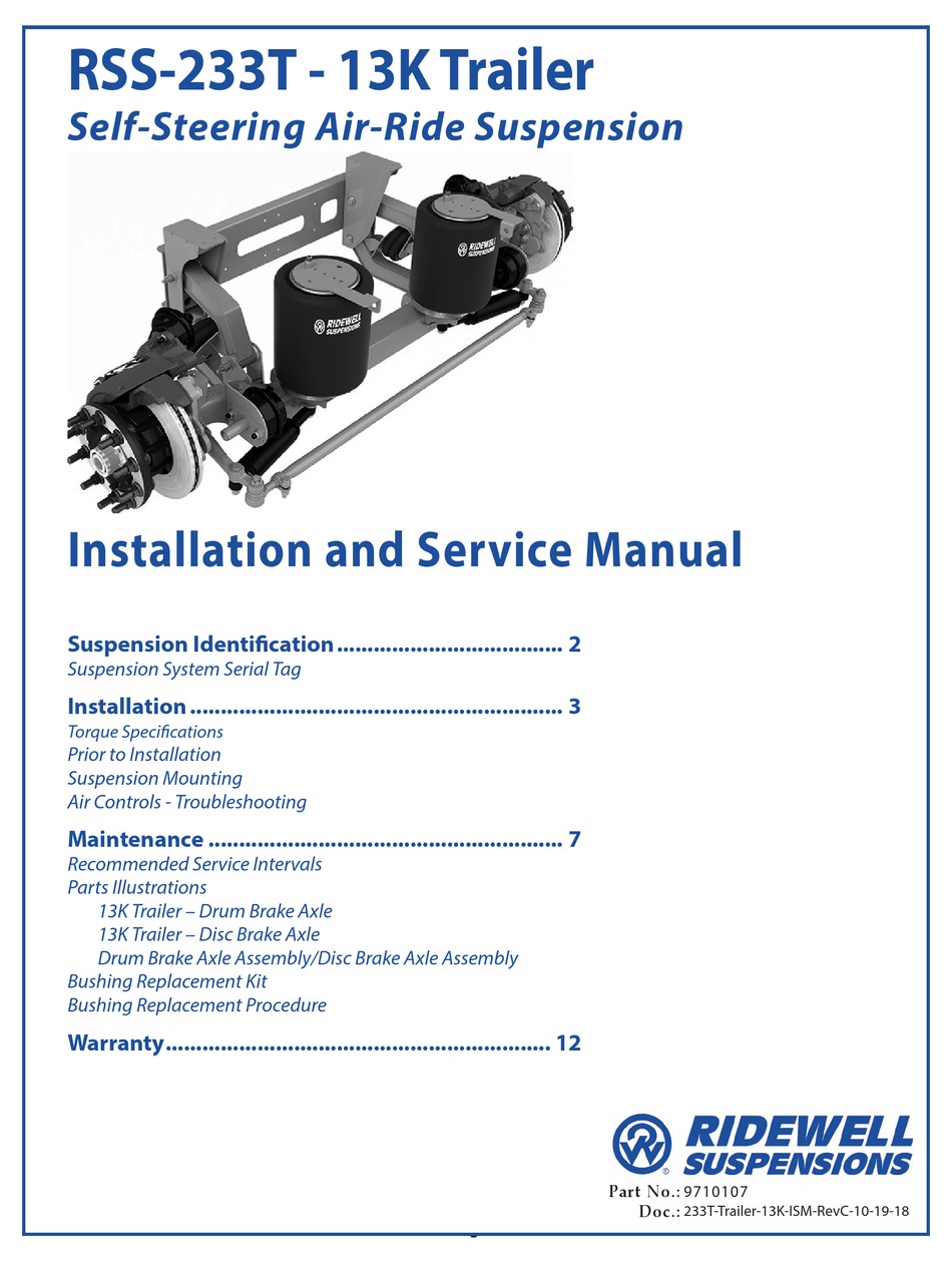 ridewell air suspension serial tags