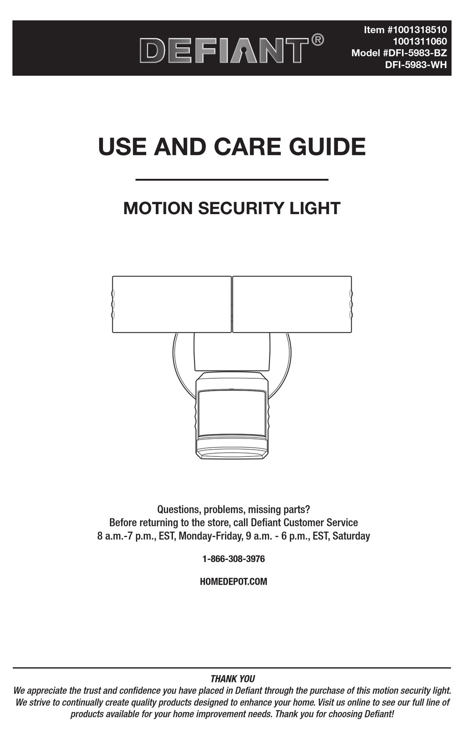 Defiant Dfi 5983 Bz Use And Care Manual Pdf Download Manualslib