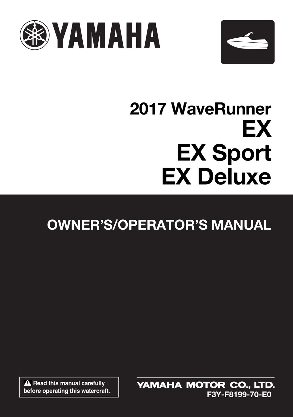 YAMAHA 2017 WAVERUNNER EX OWNER'S/OPERATOR'S MANUAL Pdf Download