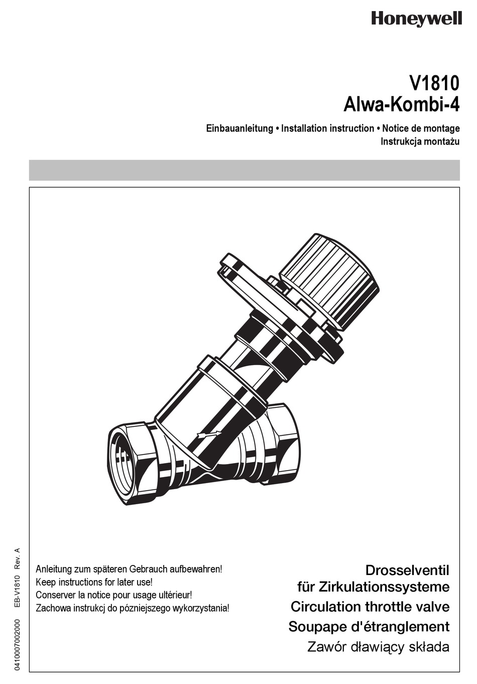 HONEYWELL V1810 ALWA-KOMBI-4 INSTALLATION INSTRUCTION Pdf Download ...