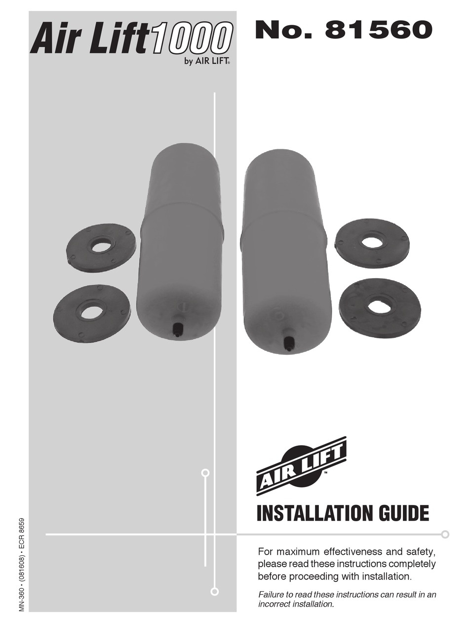 AIR LIFT 1000 INSTALLATION MANUAL Pdf Download ManualsLib