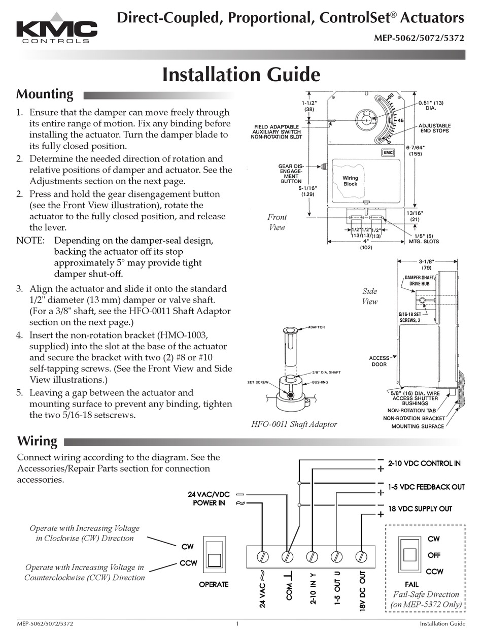 KMC CONTROLS MEP-5062 INSTALLATION MANUAL Pdf Download | ManualsLib