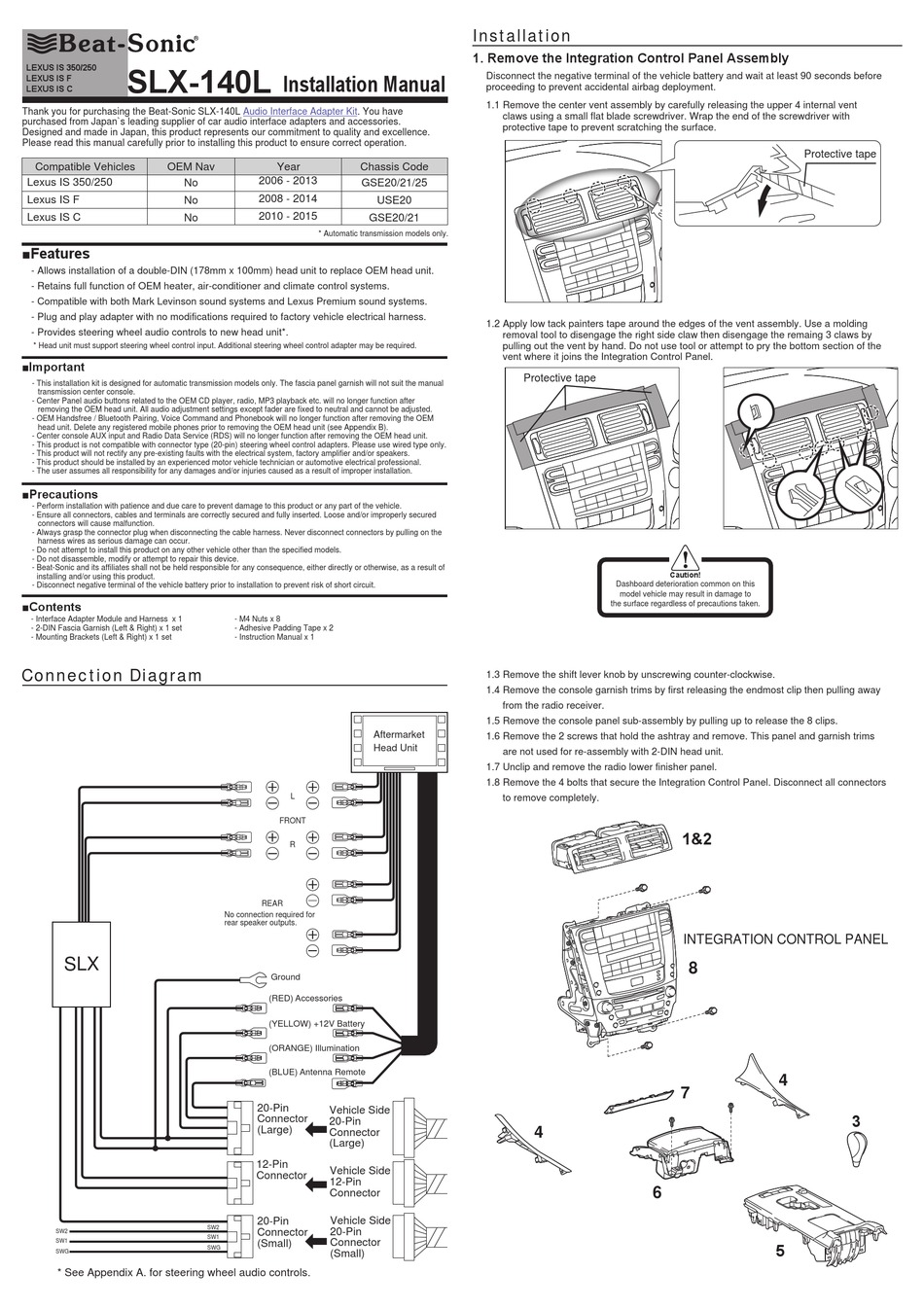 BEAT-SONIC SLX-140L INSTALLATION MANUAL Pdf Download | ManualsLib