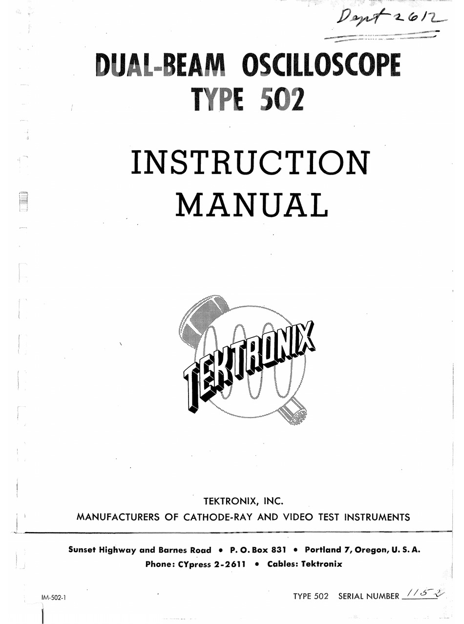 Tektronix Type 109 Pulse Generator Instruction Manual 070-299 