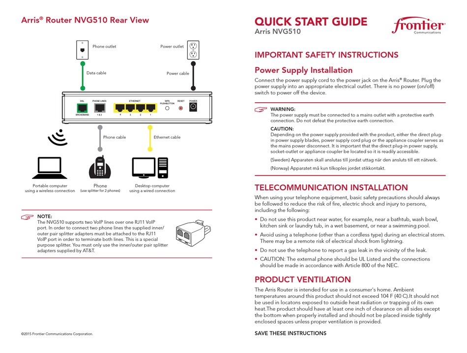 ARRIS NVG510 QUICK START MANUALS Pdf Download ManualsLib