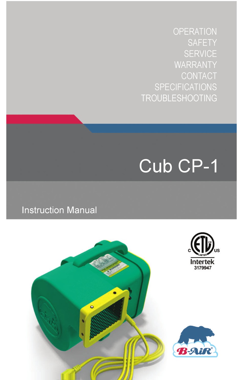 B-AIR CUB CP-1 INSTRUCTION MANUAL Pdf Download | ManualsLib