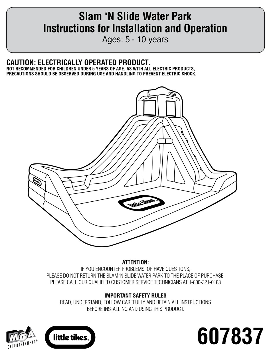 LITTLE TIKES 607837 INSTRUCTIONS FOR INSTALLATION AND OPERATION MANUAL