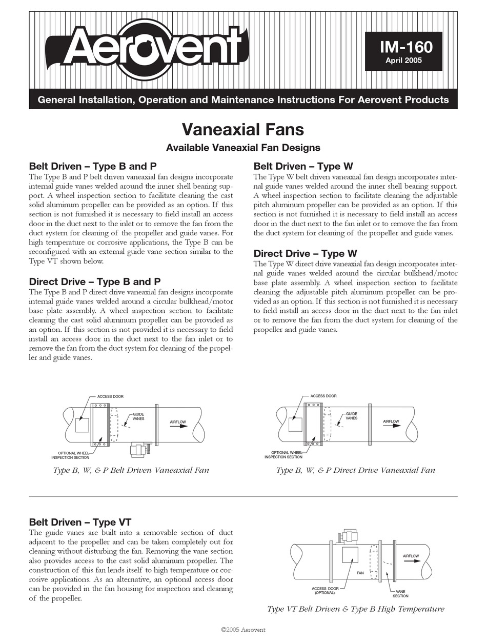 AEROVENT TYPE B INSTALLATION, OPERATION AND MAINTENANCE INSTRUCTIONS ...