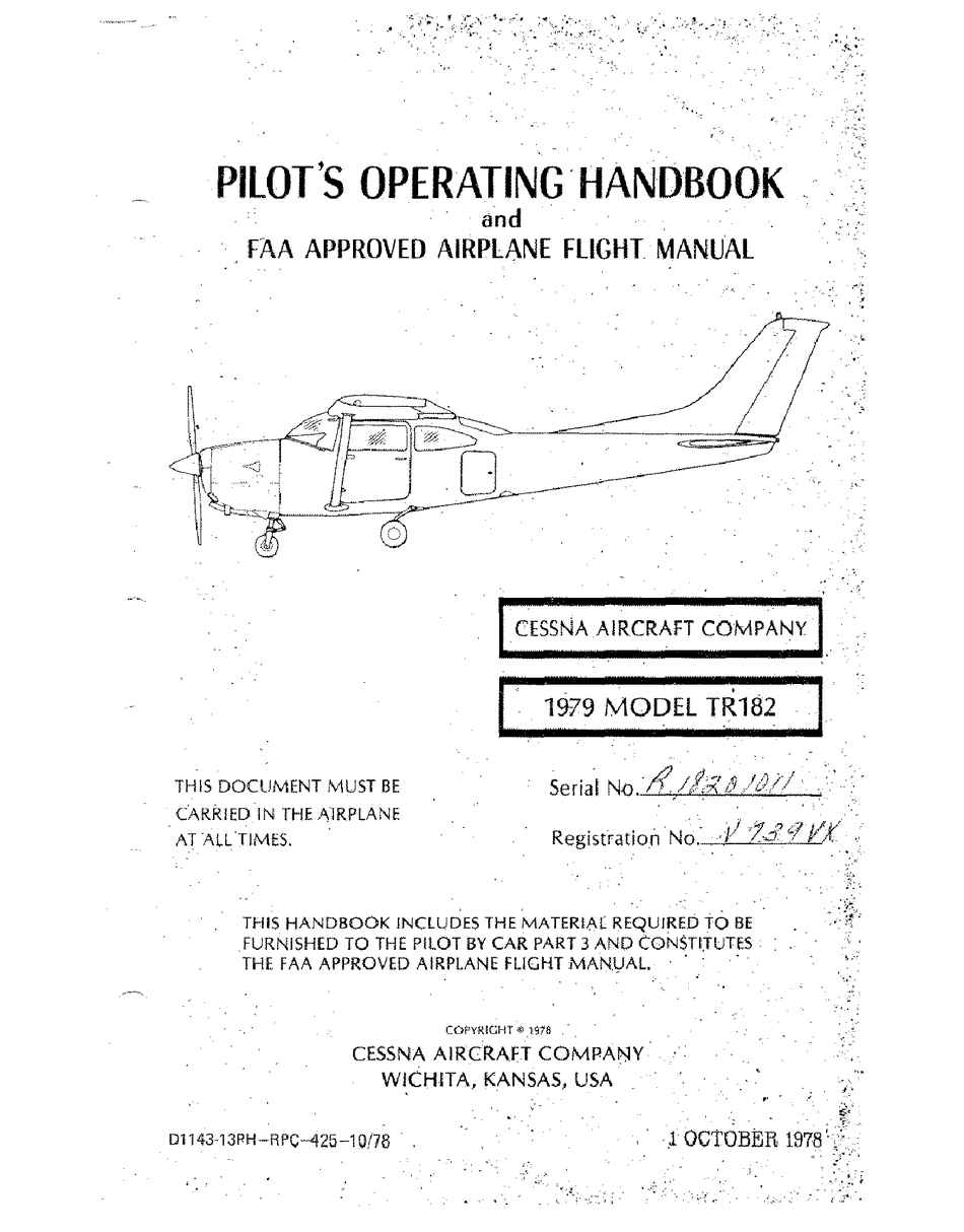 CESSNA TR182 1979 PILOT OPERATING HANDBOOK Pdf Download | ManualsLib