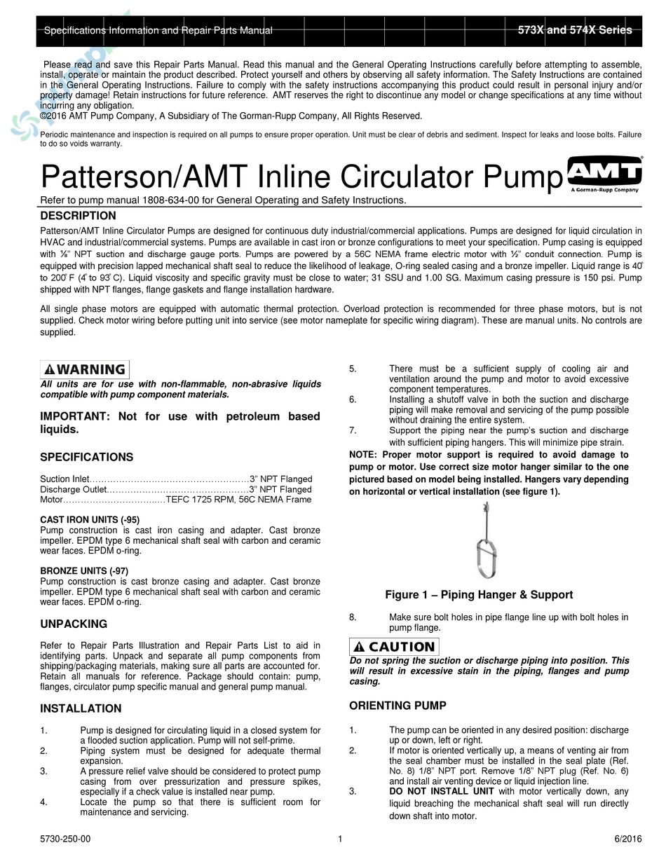 AMT 5736 SPECIFICATIONS INFORMATION AND REPAIR PARTS MANUAL Pdf