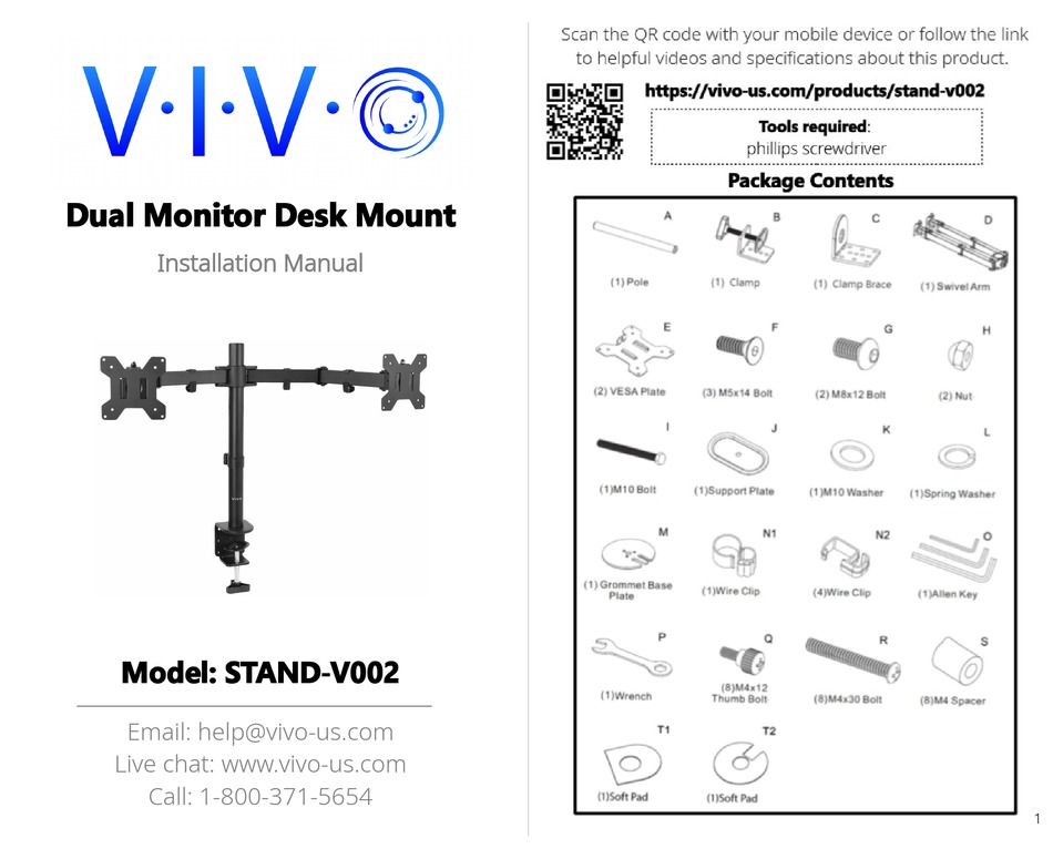 Vivo Stand V002 Installation Manual Pdf, Vivo Dual Monitor Desk Mount Instructions