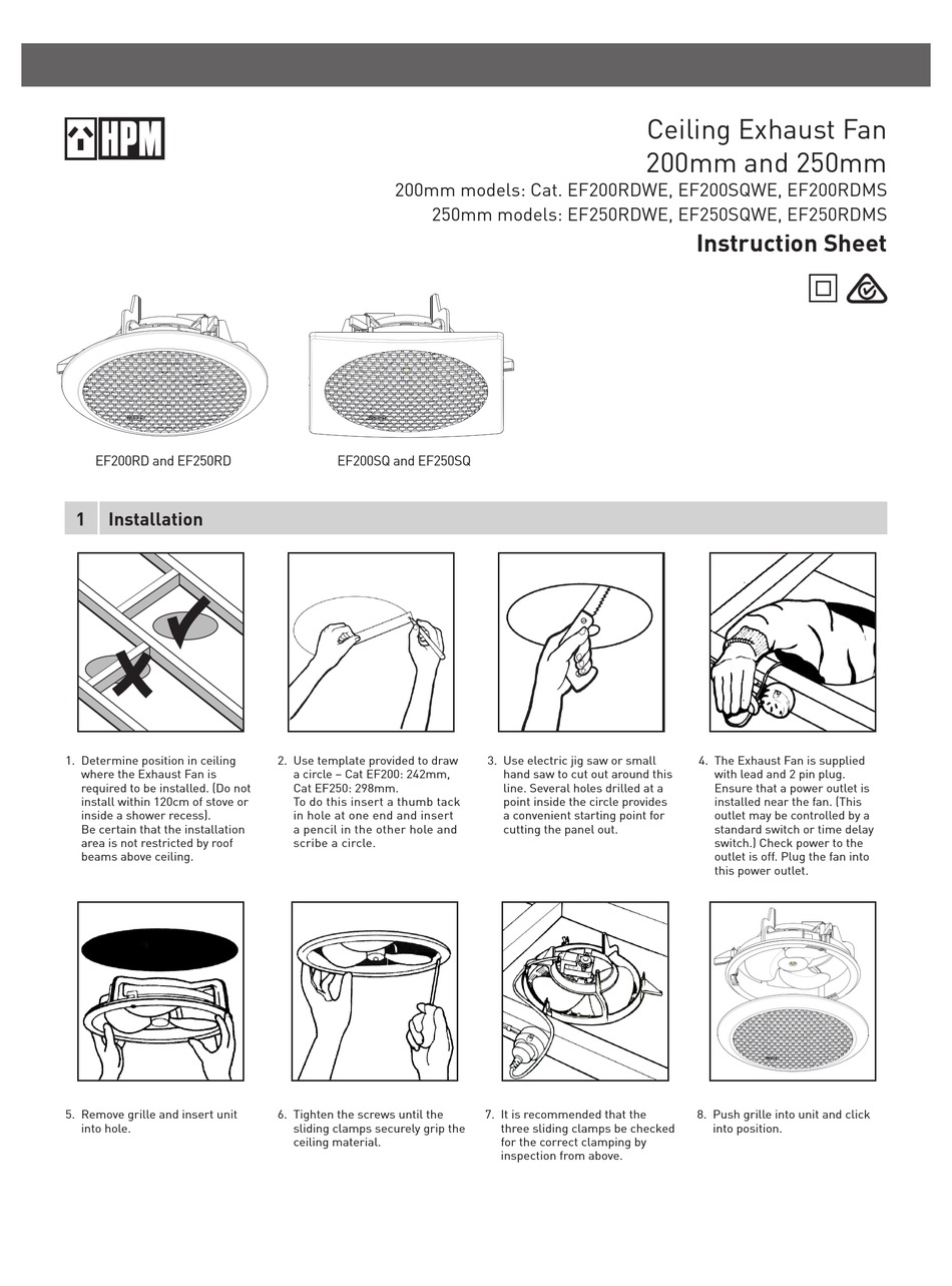 Hpm 200mm White Round Ceiling Exhaust Fan Shelly Lighting