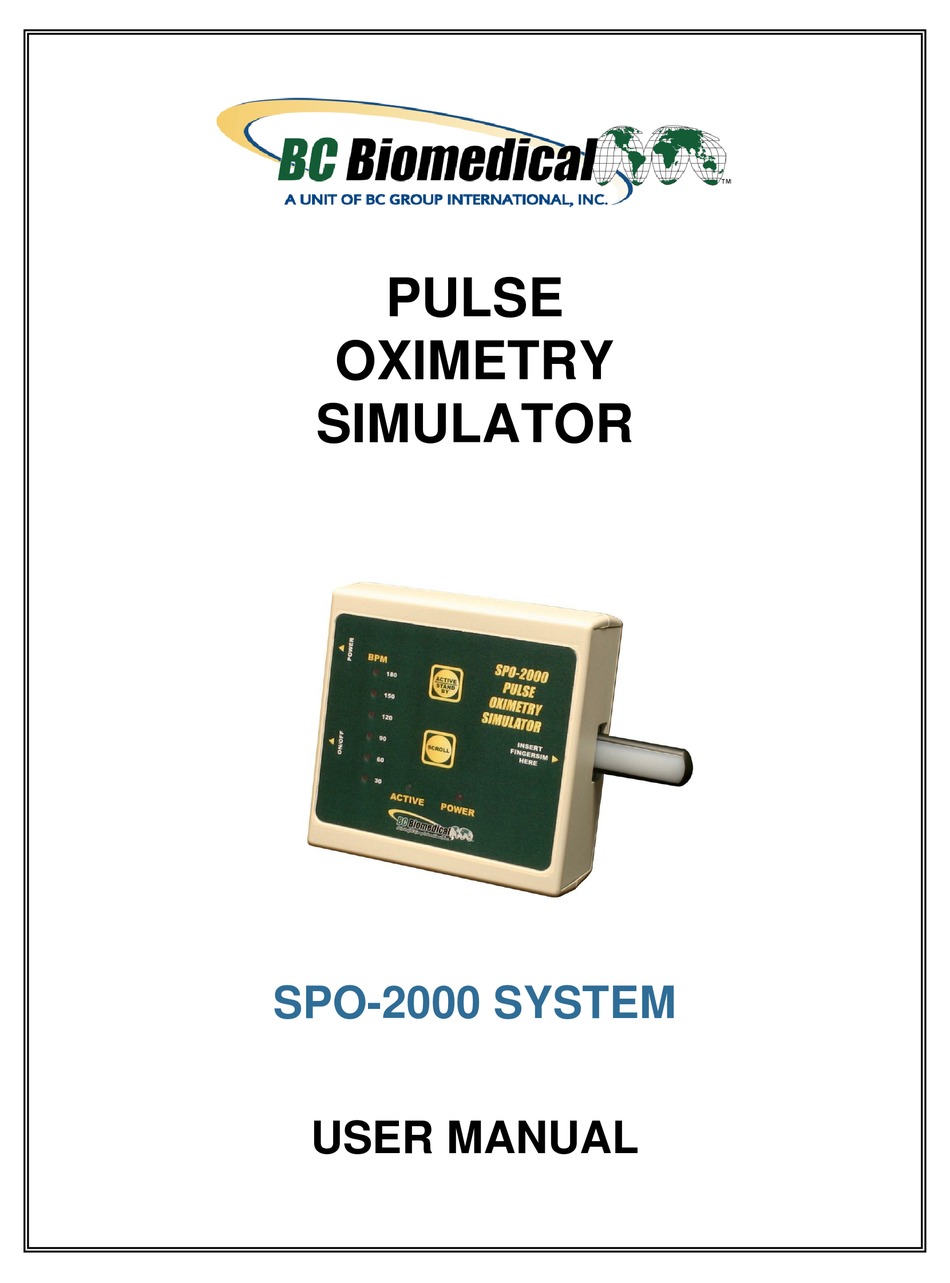 BC BIOMEDICAL SPO2000 USER MANUAL Pdf Download ManualsLib