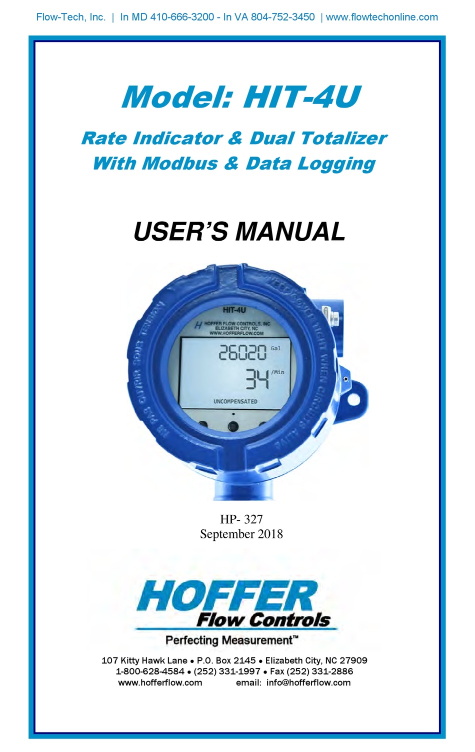 HOFFER FLOW CONTROLS HIT4U USER MANUAL Pdf Download ManualsLib