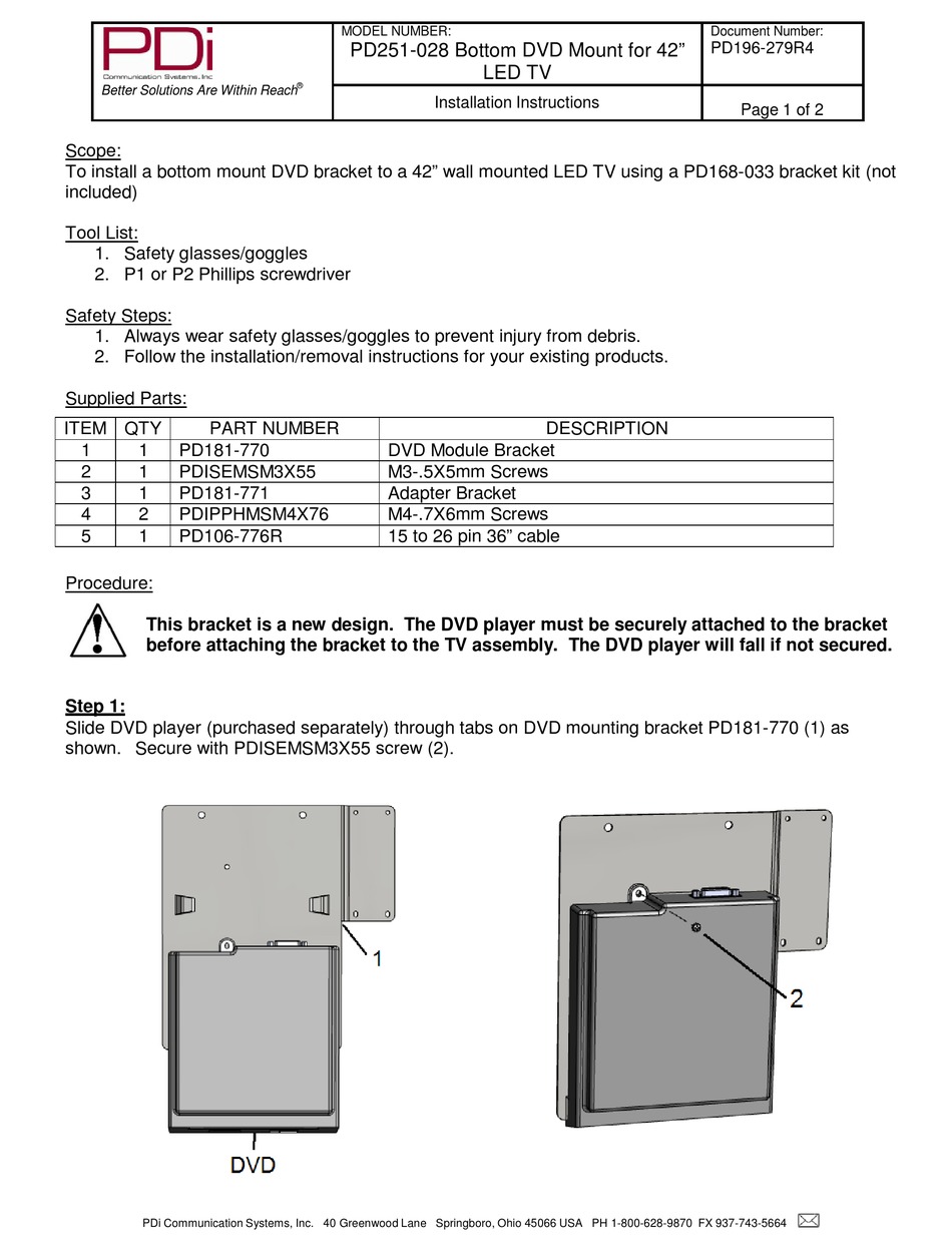 PDI PD251-028 INSTALLATION INSTRUCTIONS Pdf Download | ManualsLib