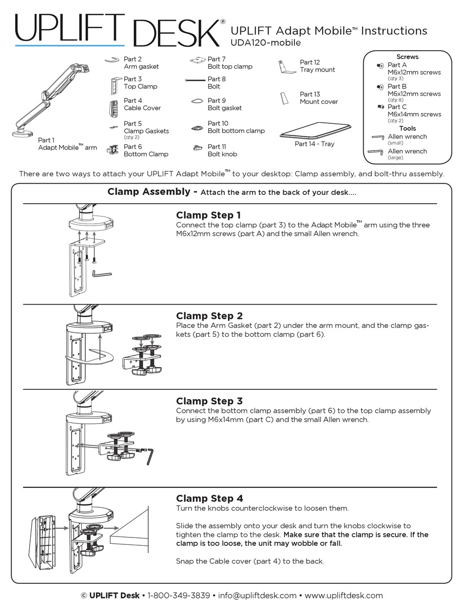 UPLIFT DESK UDA120MOBILE INSTRUCTIONS Pdf Download ManualsLib