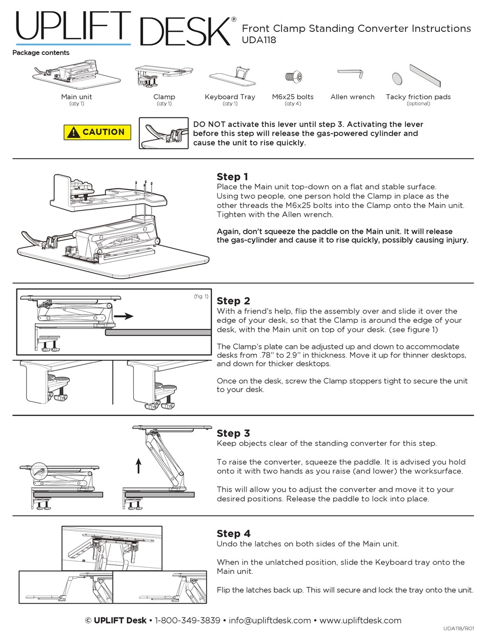 UPLIFT DESK UDA118 INSTRUCTIONS Pdf Download ManualsLib