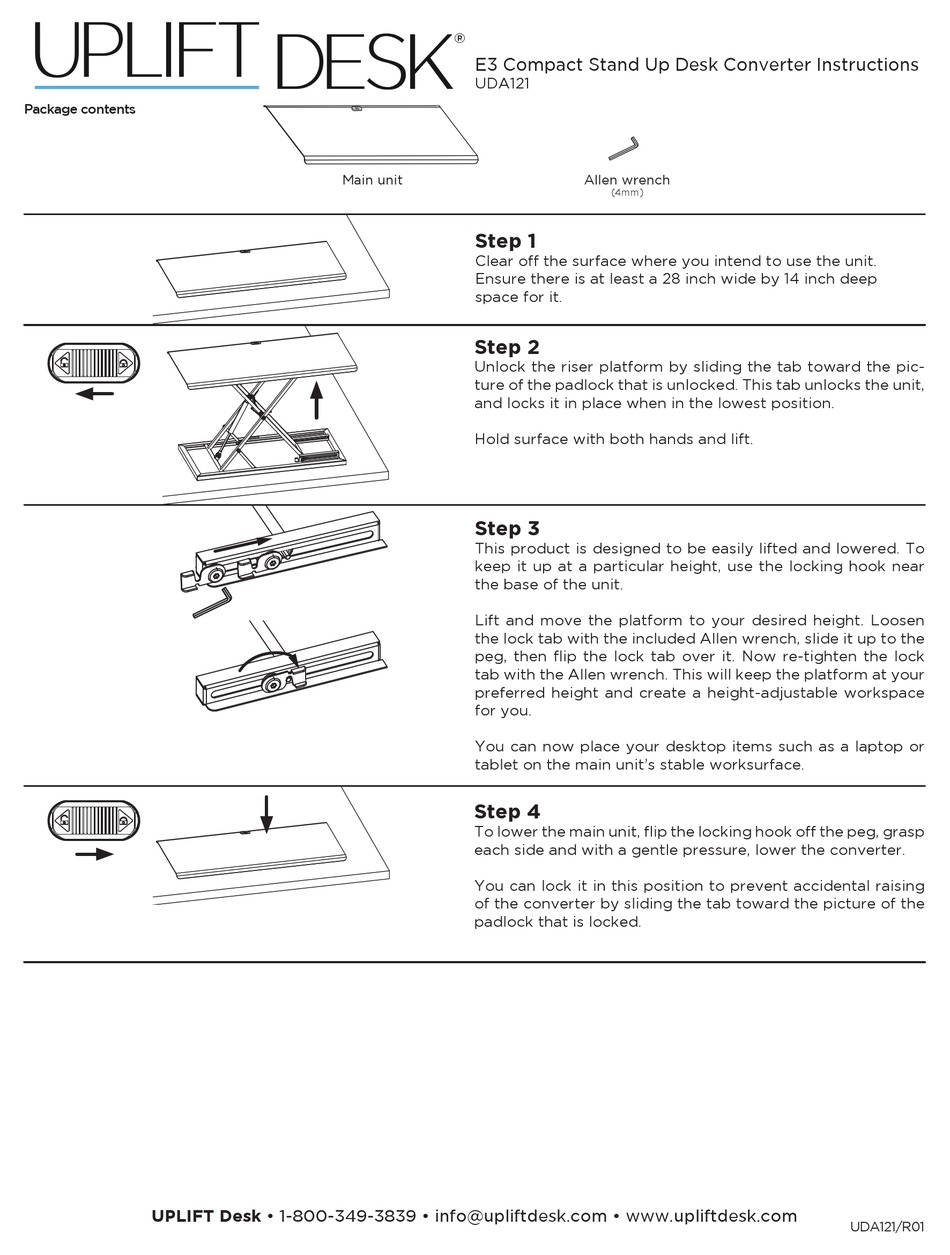 UPLIFT DESK UDA121 INSTRUCTIONS Pdf Download ManualsLib