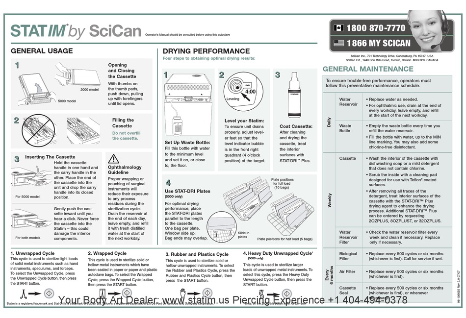 SCICAN STATIM 2000 OPERATOR