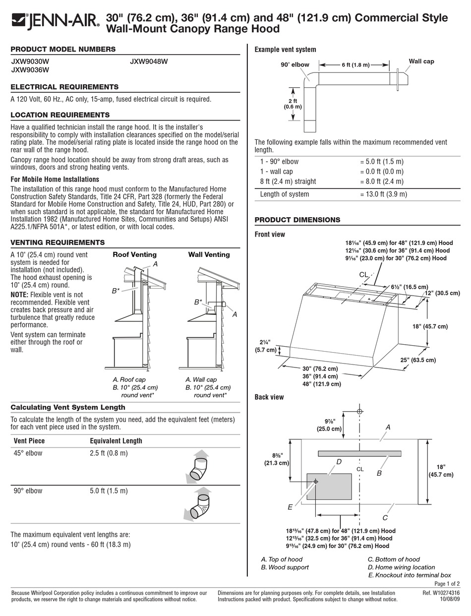JENNAIR JXW9036W PRODUCT DIMENSIONS Pdf Download ManualsLib