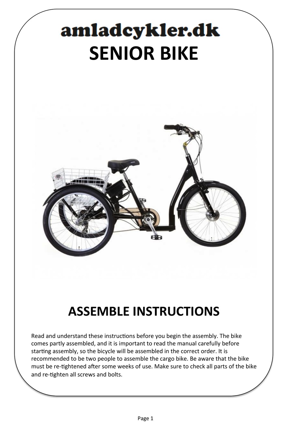 AMLAD CYKLER SENIOR BIKE ASSEMBLY & INSTRUCTION MANUAL Pdf Download