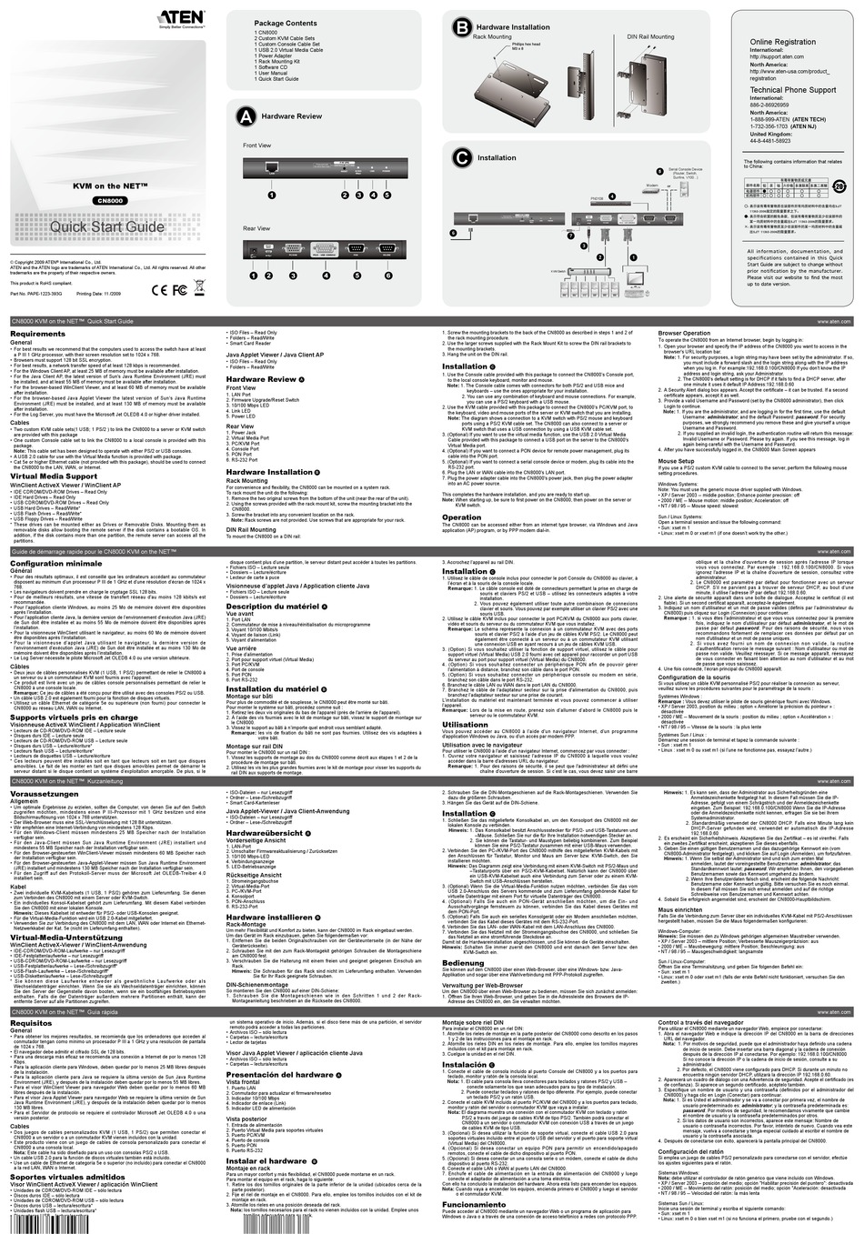 ATEN CN8000 KVM ON THE NET QUICK START MANUAL Pdf Download ManualsLib