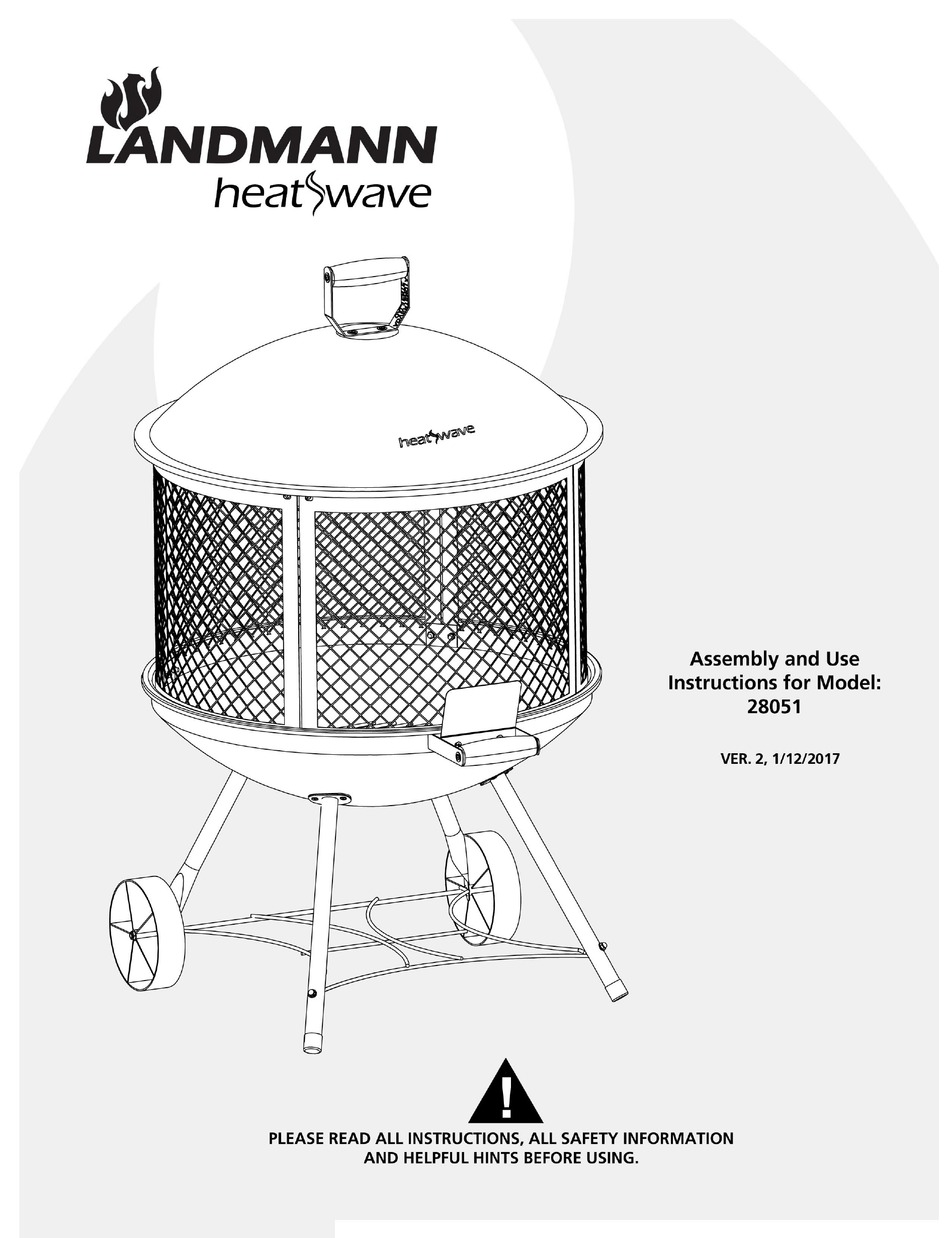 landmann outdoor fireplace on Landmann Heatwave 28051 Assembly And Use Instructions Pdf Download Manualslib