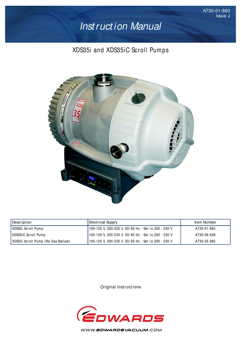 EDWARDS XDS35I INSTRUCTION MANUAL Pdf Download ManualsLib