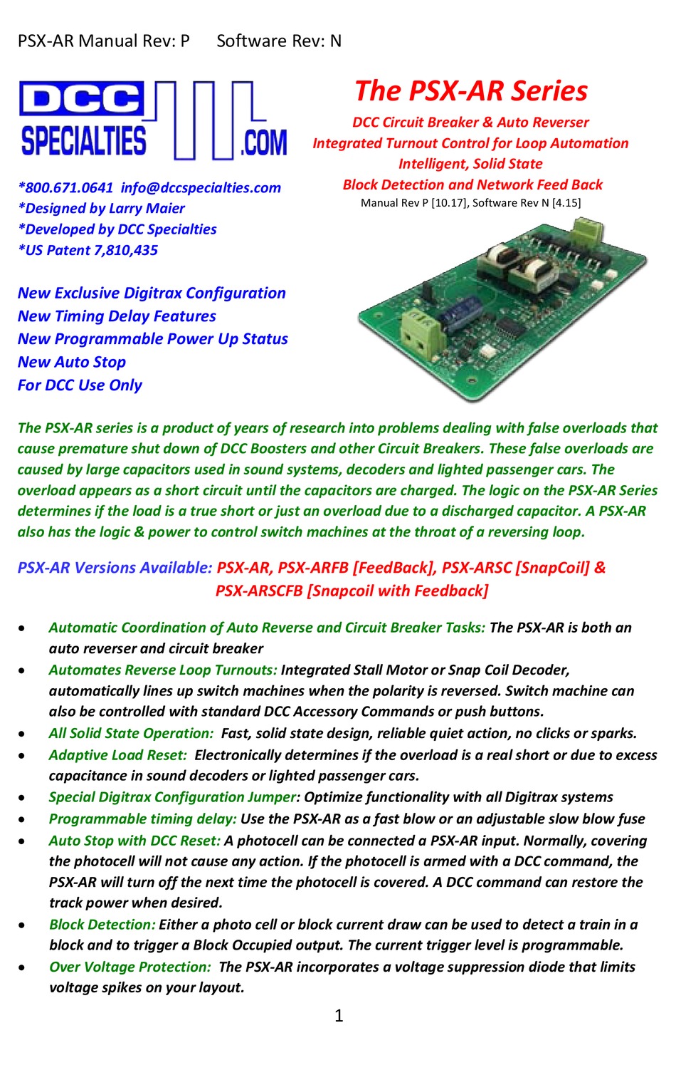 DCC SPECIALITIES PSXAR MANUAL Pdf Download ManualsLib