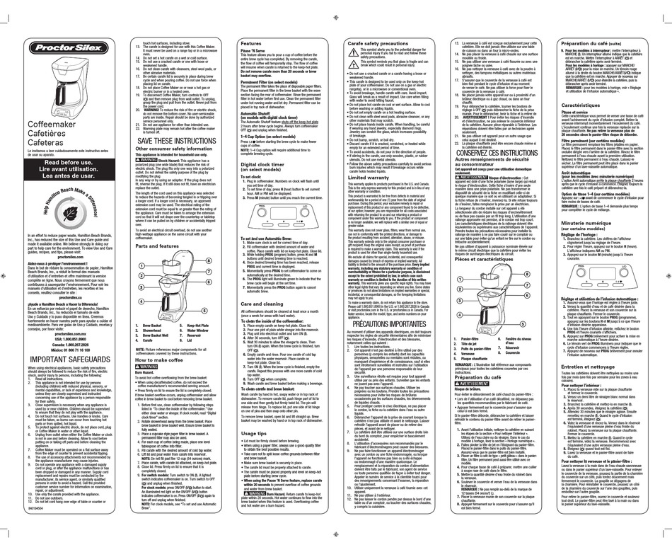 PROCTOR-SILEX 43602 USE AND CARE MANUAL Pdf Download | ManualsLib