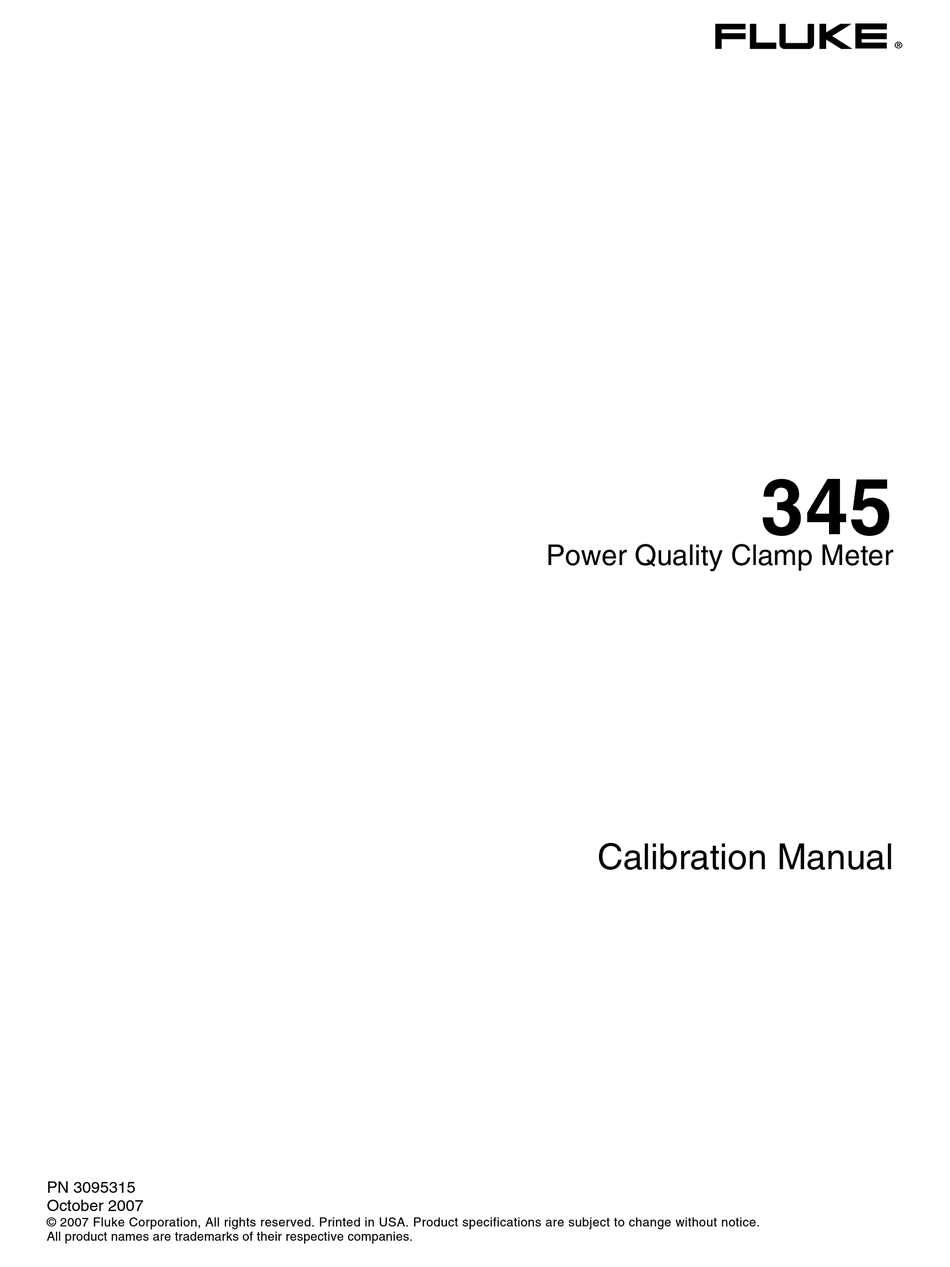 FLUKE 345 CALIBRATION MANUAL Pdf Download ManualsLib