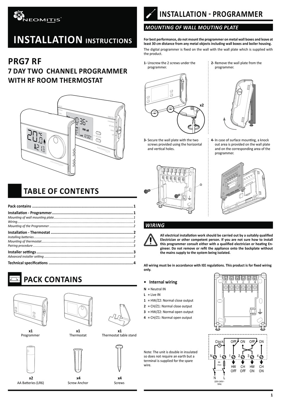 NEOMITIS PRG7 RF INSTALLATION INSTRUCTIONS MANUAL Pdf Download | ManualsLib